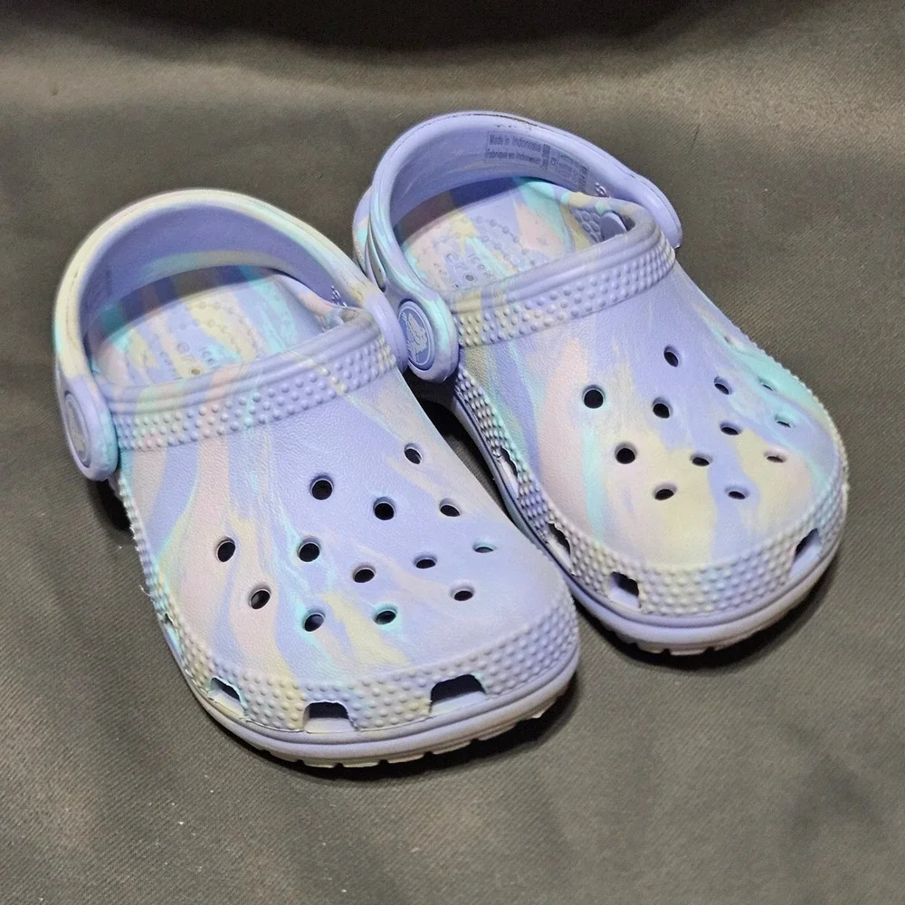 Crocs Toddler Classic Marble Clog Purple Blue Swirl Slip On Shoes Size C6